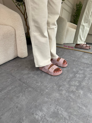 Sage Pink Platform Slides