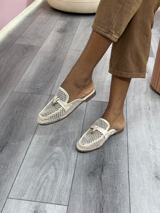 Siwar Beige Mesh Mules