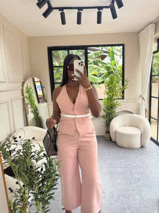 Frances Pink Pinstripe Vest Suit