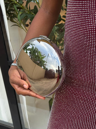 Tomi Silver Egg-Shaped Evening Clutch