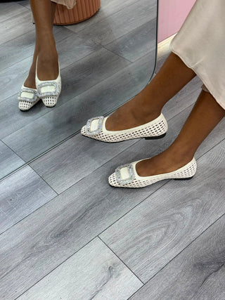Mallory Beige Woven Flatshoes