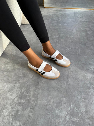 Nkem Samba Jane Shoes - White & Black Stripes