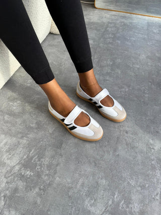 Nkem Samba Jane Shoes - White & Black Stripes