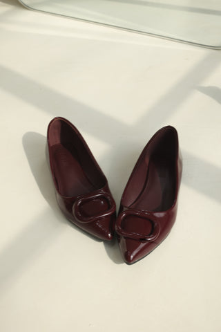 Dollie Wine Patent Flat Shoes