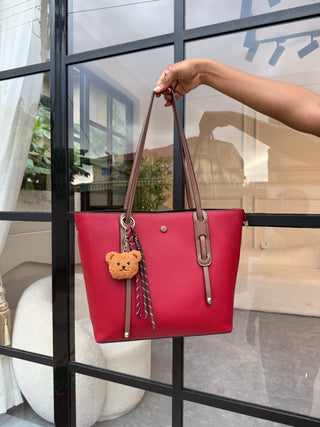 Sheila Red Leather Tote Bag