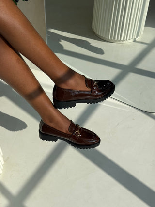 Alessia Coffee Patent Loafers