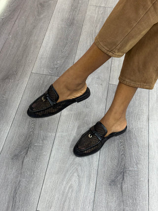 Siwar Black Mesh flats