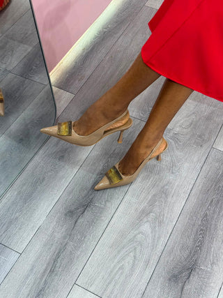 Carly Nude Sling Back Heels