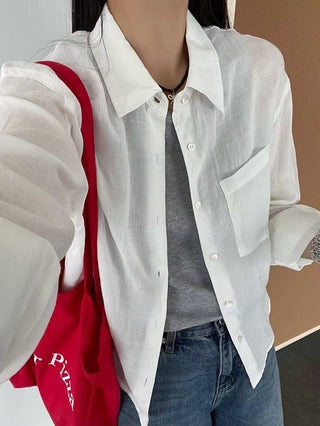 Heather White Linen Shirt