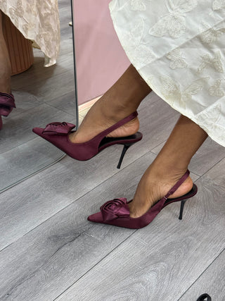 Colette Burgundy Pointed Slingback Heels