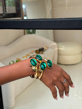 Liora Stone-Embellished Bangles - Green