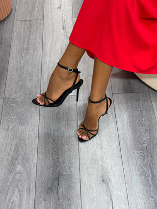 Raquel Black Ankle Strap Heels