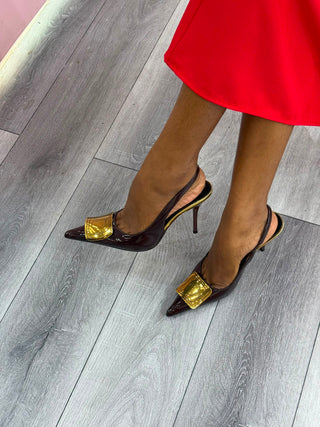 Lynn Chocolate Sling Back Heels