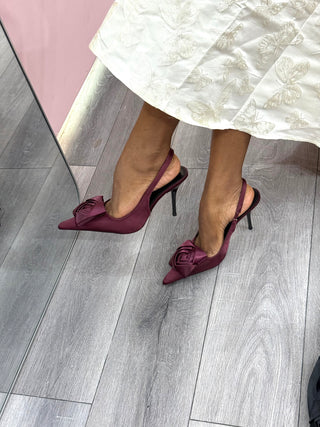 Colette Burgundy Pointed Slingback Heels