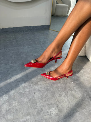 Alberta Wine Sling Back Kitten Heels