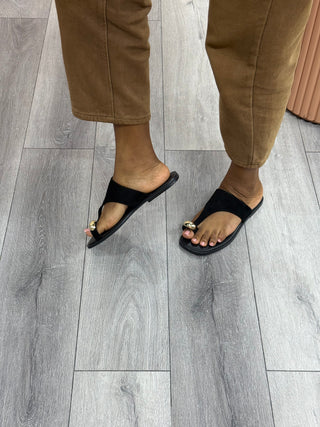 Miss Globe Suede Slipper - Black