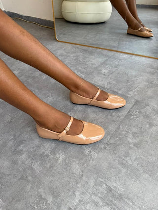Hannah Nude Patent Flatshoes