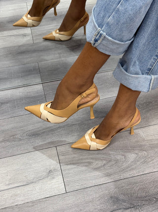 The Knot Nude/Cream Slingback Heels