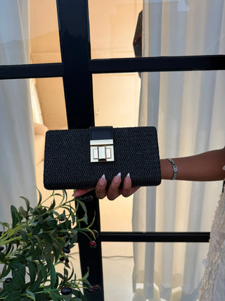 Salma Black Woven Clutch