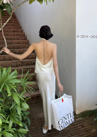 Sabrina White Bare Back Halter Top