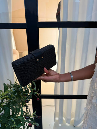 Salma Black Woven Clutch