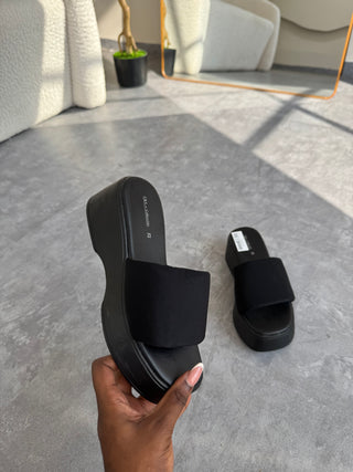 Gwen Black Platform Mules