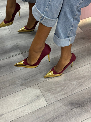 Dami Maroon And Gold Court Shoes