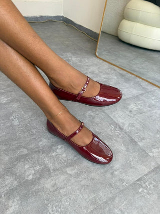 Hannah Wine Patent Flatshoes
