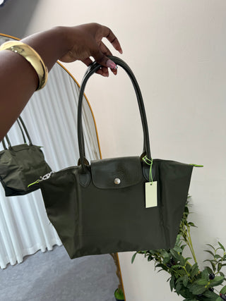 Eliana Army Green Mid Size Tote Bag