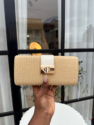 Tara Nude Woven Clutch