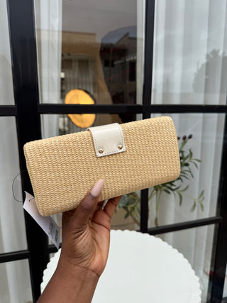 Tara Nude Woven Clutch