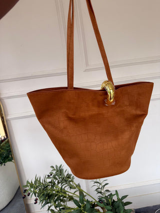 Frederica Suede Asymmetric Handbag - Brown