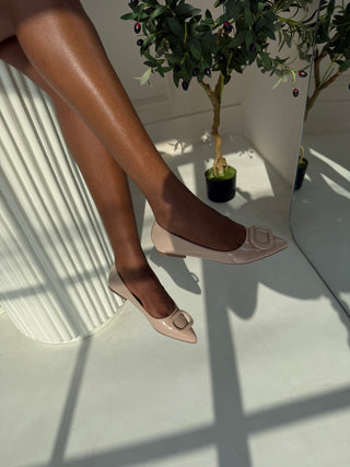 Dollie Nude Patent Flat Shoes