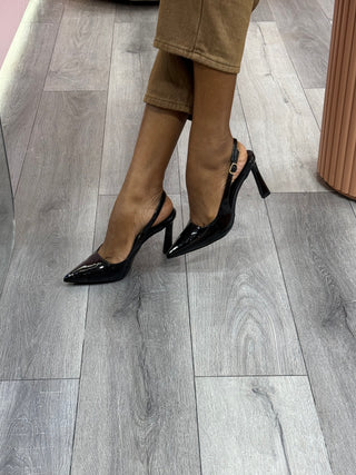 Denny Black Slingback Heels