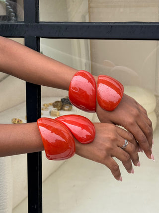 Maddie Red Chunky Resin Cuff Bangles