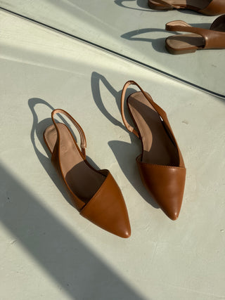 Nia Brown Pointed Slingback Flats