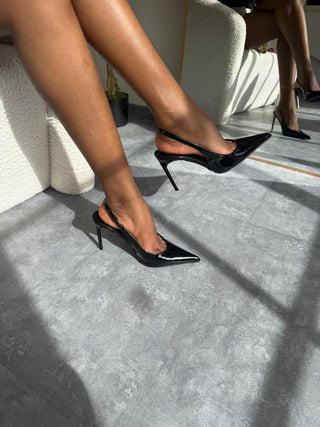 Rose D Black Sling Back Heels