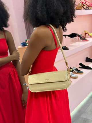 Dora Nude Patent Shoulder Bag