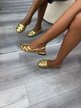 Lacey Gold Cage Sandal