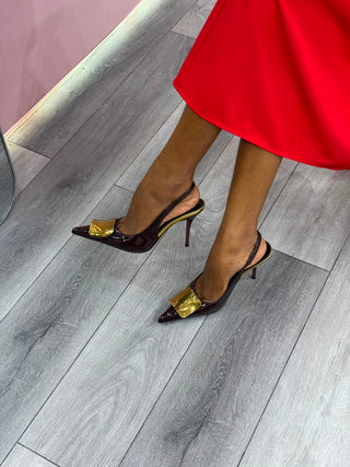 Lynn Chocolate Sling Back Heels