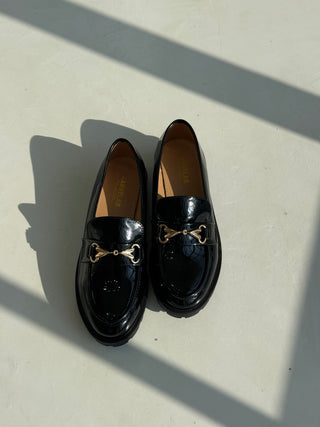 Alessia Black Patent Loafers