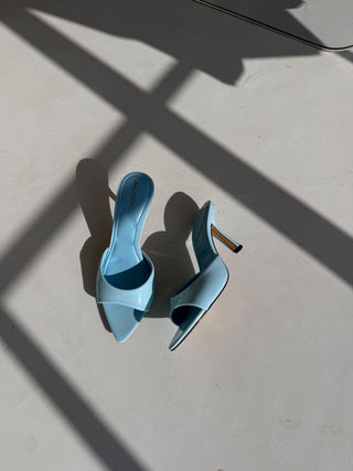 Vera Blue Patent Pointed-Toe Mules