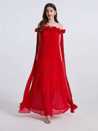 Daisy Red Off-Shoulder Dress