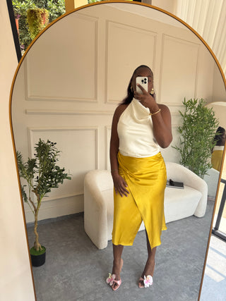 Luciana Yellow Silk Skirt