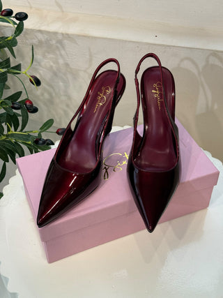 Piper Maroon Pointed-Toe Slingback Heels