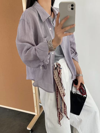 Heather Lilac Linen Shirt