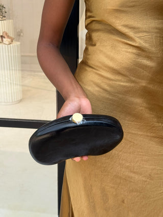 Karissa Black Bean-Shaped Clutch