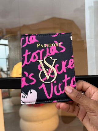 V Secret Black And Pink Passport Cover