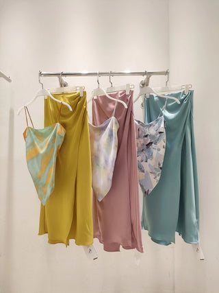 Luciana Yellow Silk Skirt