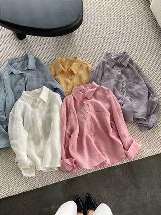 Heather Lilac Linen Shirt